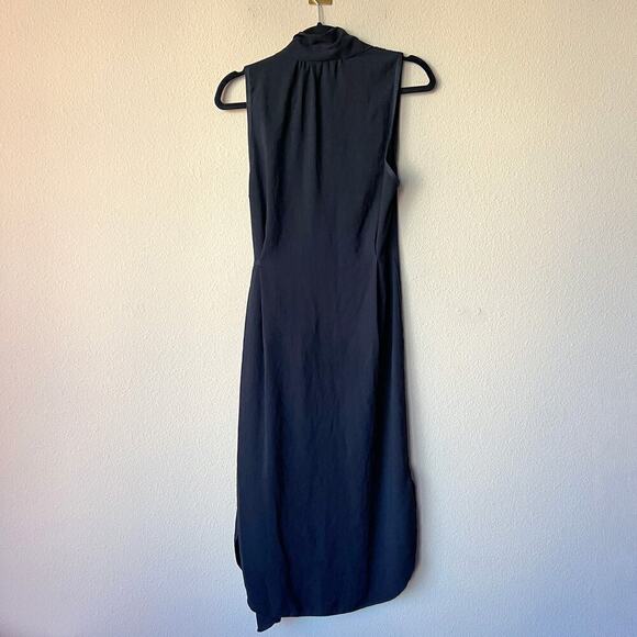 Wilfred Aritzia Black Midi Sleeveless Wrap Dress Size Small - Picture 4 of 5